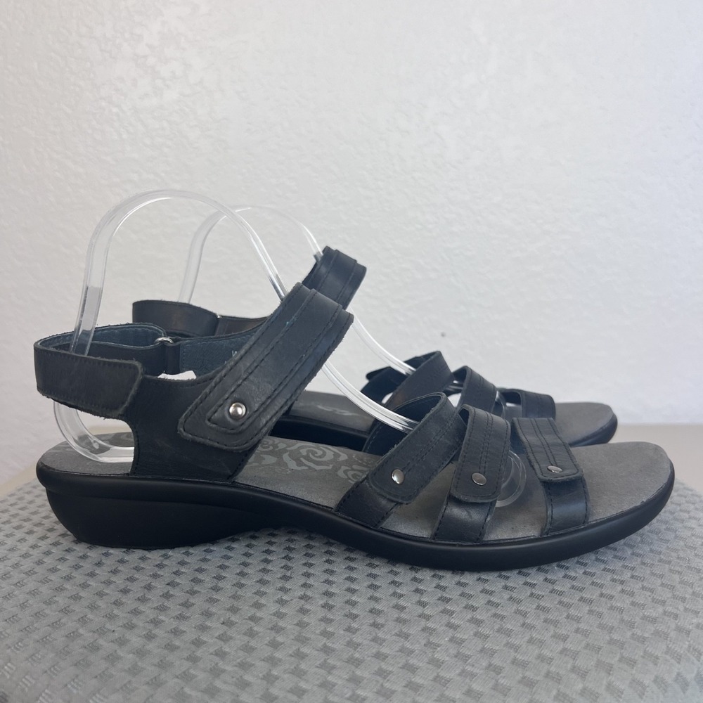 Propet Aurora Sandals Womens 12‎ M Black Leather Hoop Loop Comfort Shoes Casual